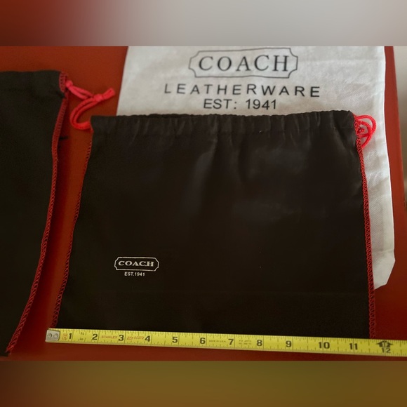 Coach Dust Bags Bundle of three. 2 Dk Brown/Red Trim 1 white. Price for All 3.🥳💰 - Picture 8 of 12